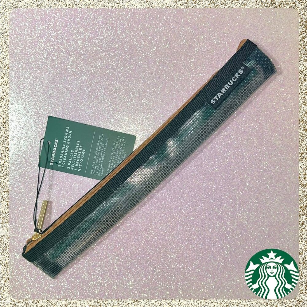 ⭐️ Starbucks Reusable Straws & Brush Set w/ Mesh Bag NWT ♻️🌎